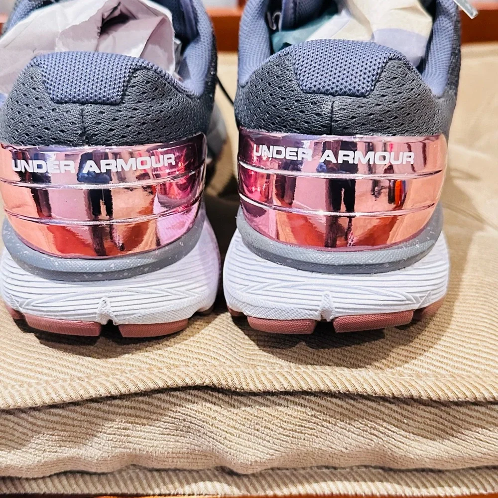 Under Armour Women's Charcoal and Rose Gold Athletic Shoes - Picture 6 of 12